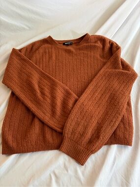 DKNY Women's Burnt Orange Ribbed Crewneck Sweater Size S